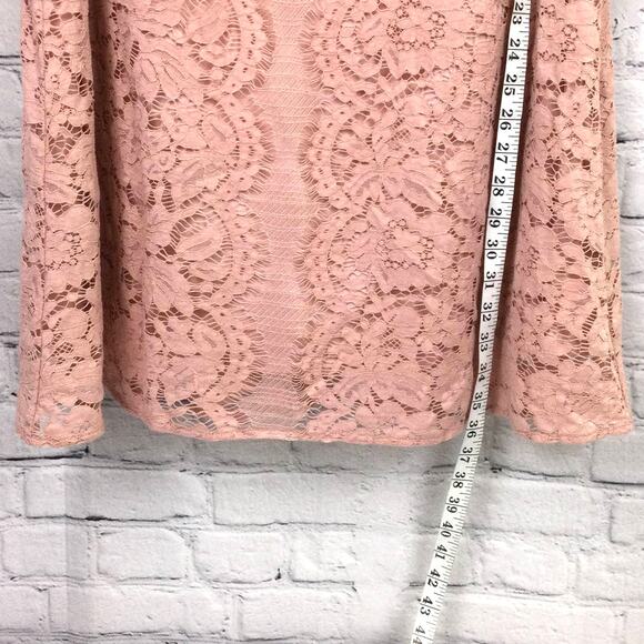Lane Bryant Women's Romantic Feminine Lace Flounce Sleeve Pink Dress Size 14P - Picture 13 of 14